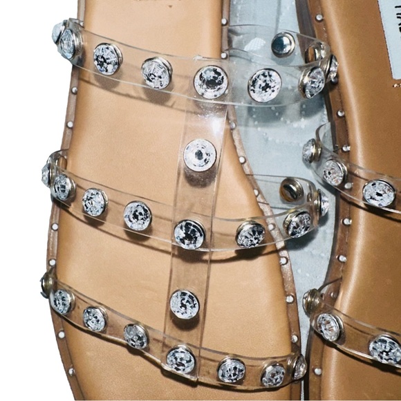 Steve Madden Lyna Clear Faux Crystal Flat Sandals - Picture 6 of 10